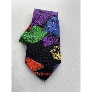 Emilio Ponti Black, Purple, Green Geometric Pattern Tie NWOT